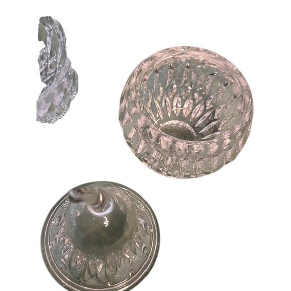 Pear & Apple Cut Glass Crystal Bowls Lidded Candy Jar Set Vintage - Picture 4 of 5